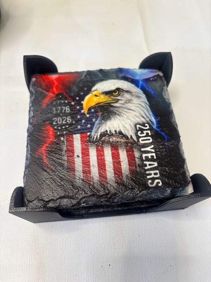 United States Semiquincentennial Slate Coasters, Set of 4 - 250th Anniversary Gift