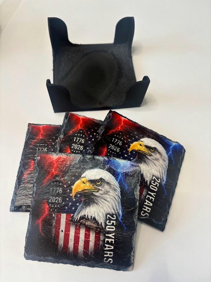 United States Semiquincentennial Slate Coasters, Set of 4 - 250th Anniversary Gift