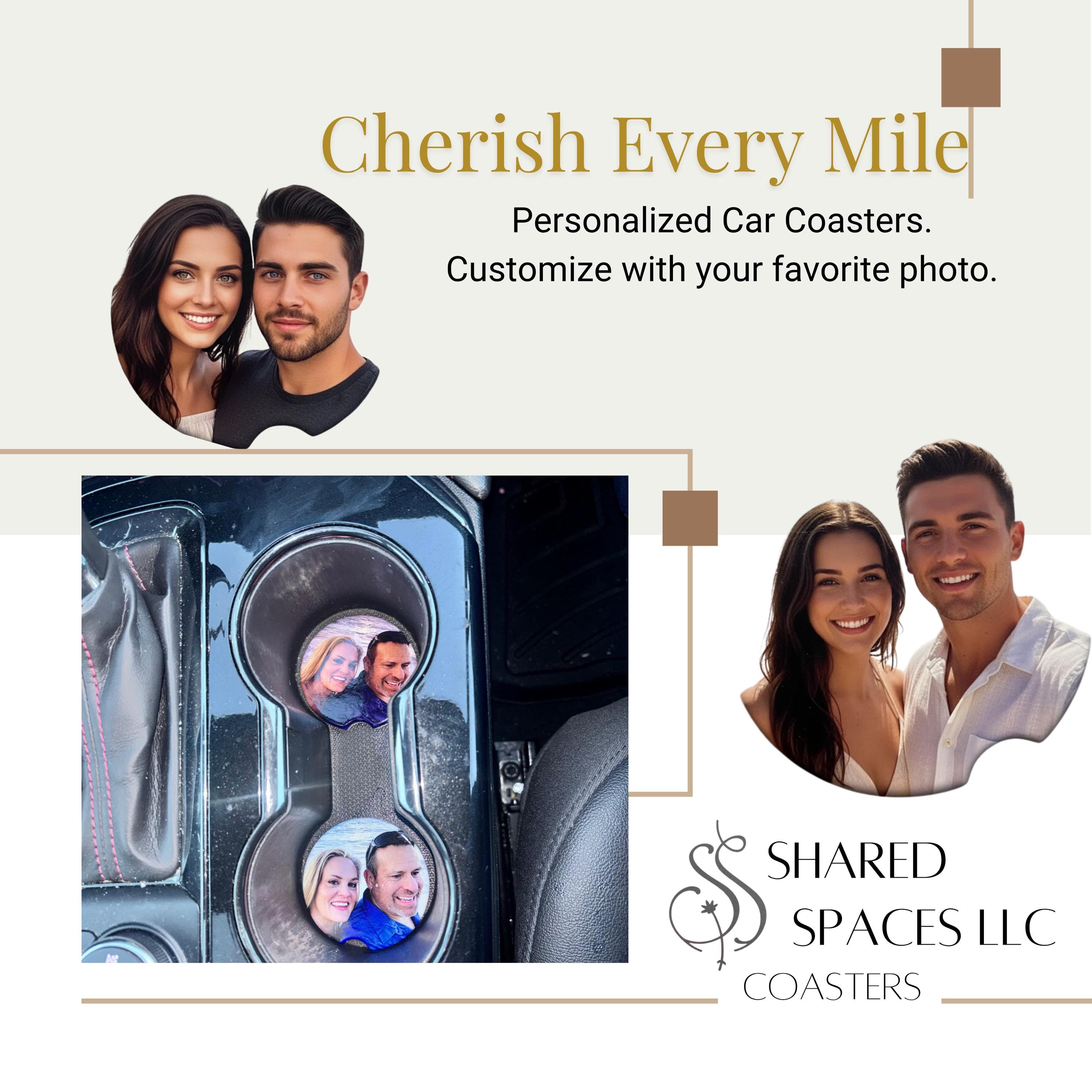 Personalized Ceramic Car Coasters - Set of 2 - Custom Photo or Text