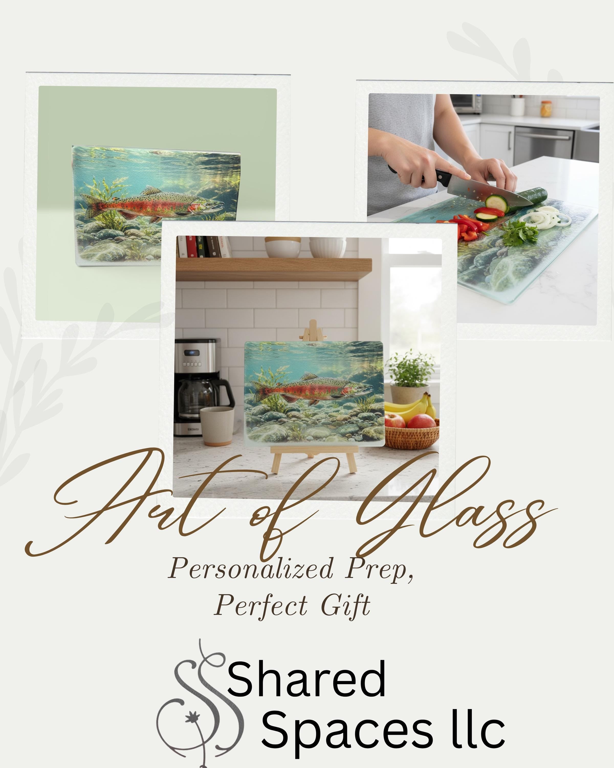 Kokanee Salmon themed glass cutting board