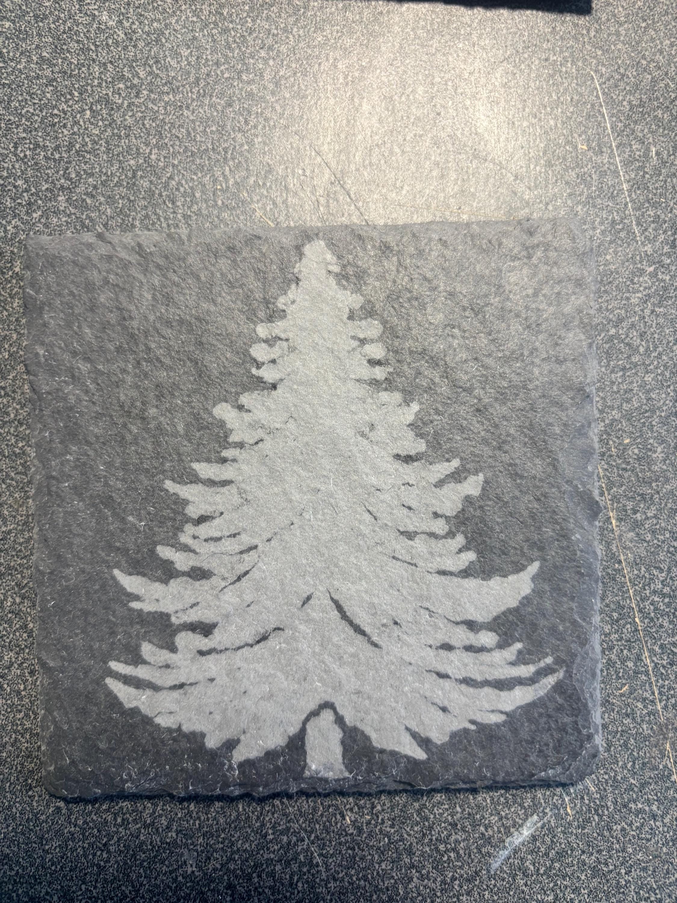 Tree‑Engraved Slate Coaster – Set of 4 | Rustic Home Décor | Nature‑Inspired Gift