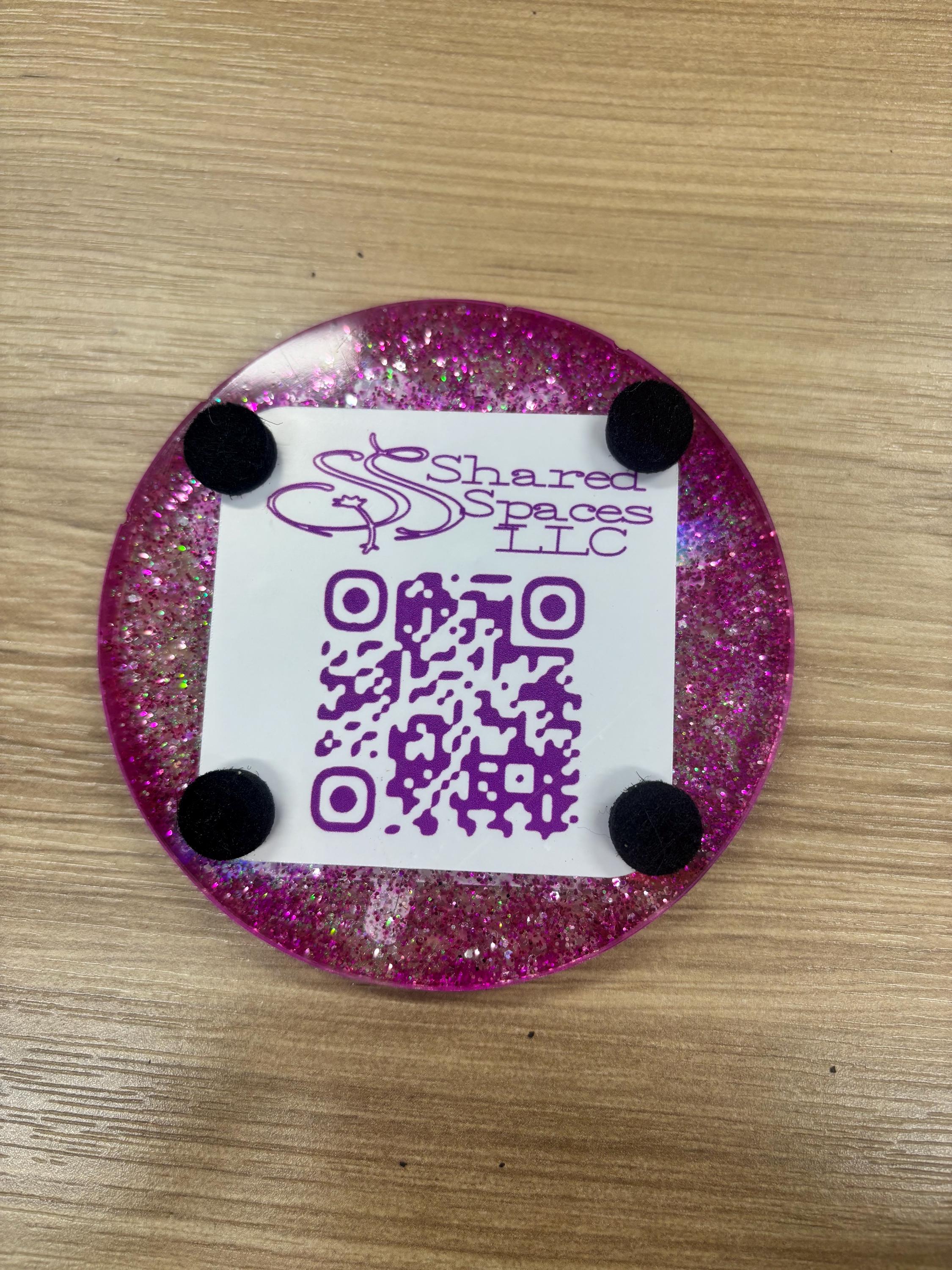 Highland Cow Mardi Gras Glitter Coaster – Handmade Resin Drink Coaster set of 4
