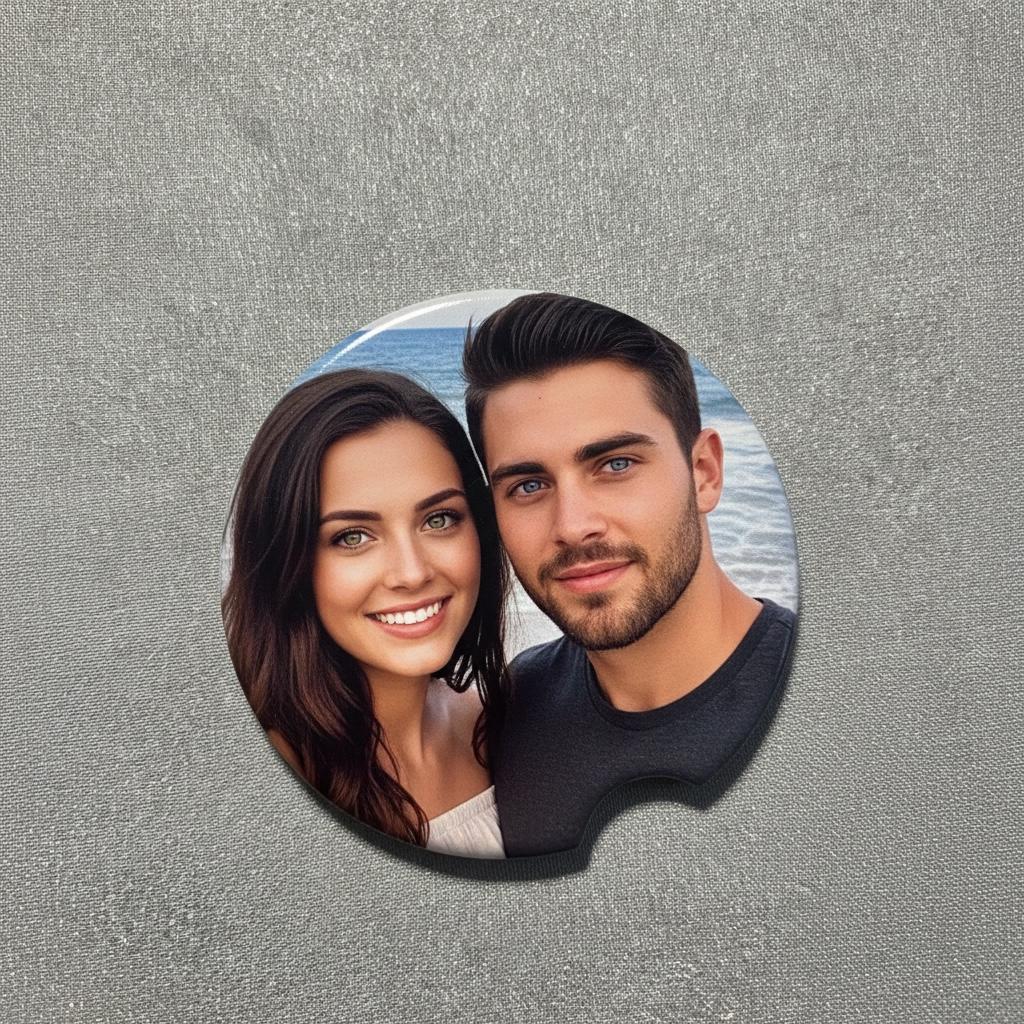 Personalized Ceramic Car Coasters - Set of 2 - Custom Photo or Text