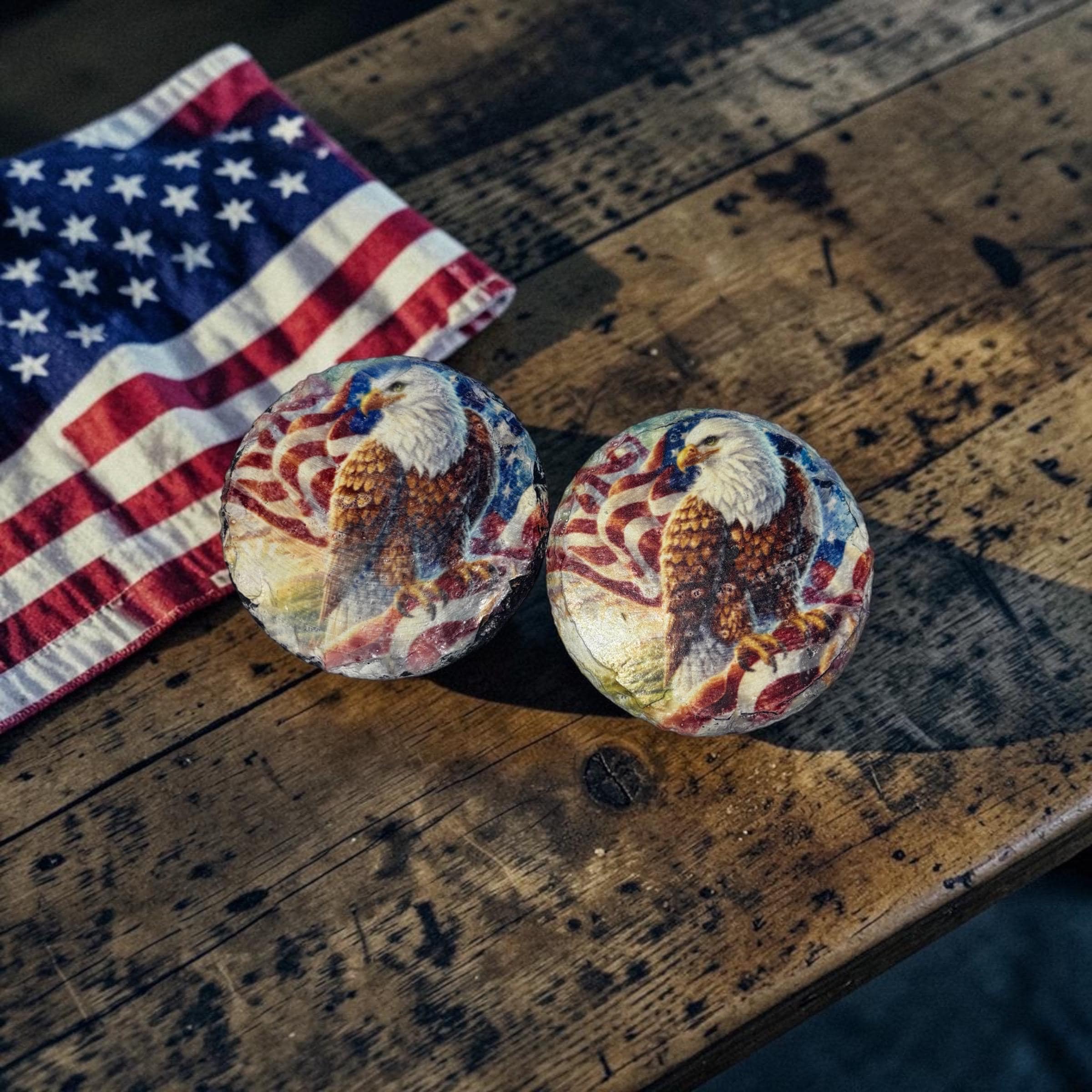 Vintage Patriotic Coaster Set – Retro Americana Home Decor