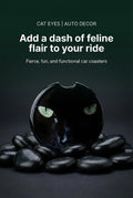 Black Cat Eye Car Coaster Set | Ceramic Cup Holder Inserts | Cat Lover Gift