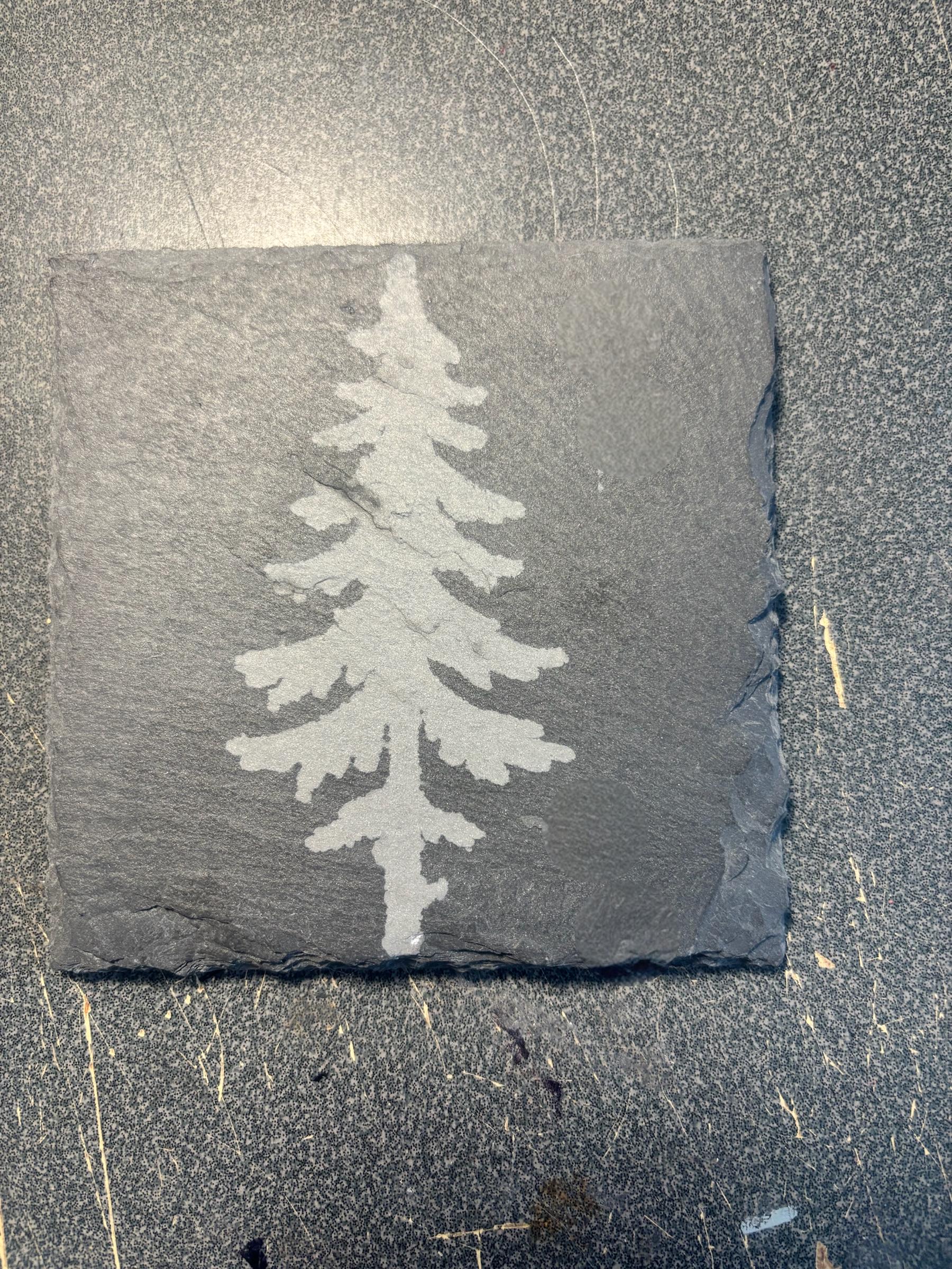 Tree‑Engraved Slate Coaster – Set of 4 | Rustic Home Décor | Nature‑Inspired Gift