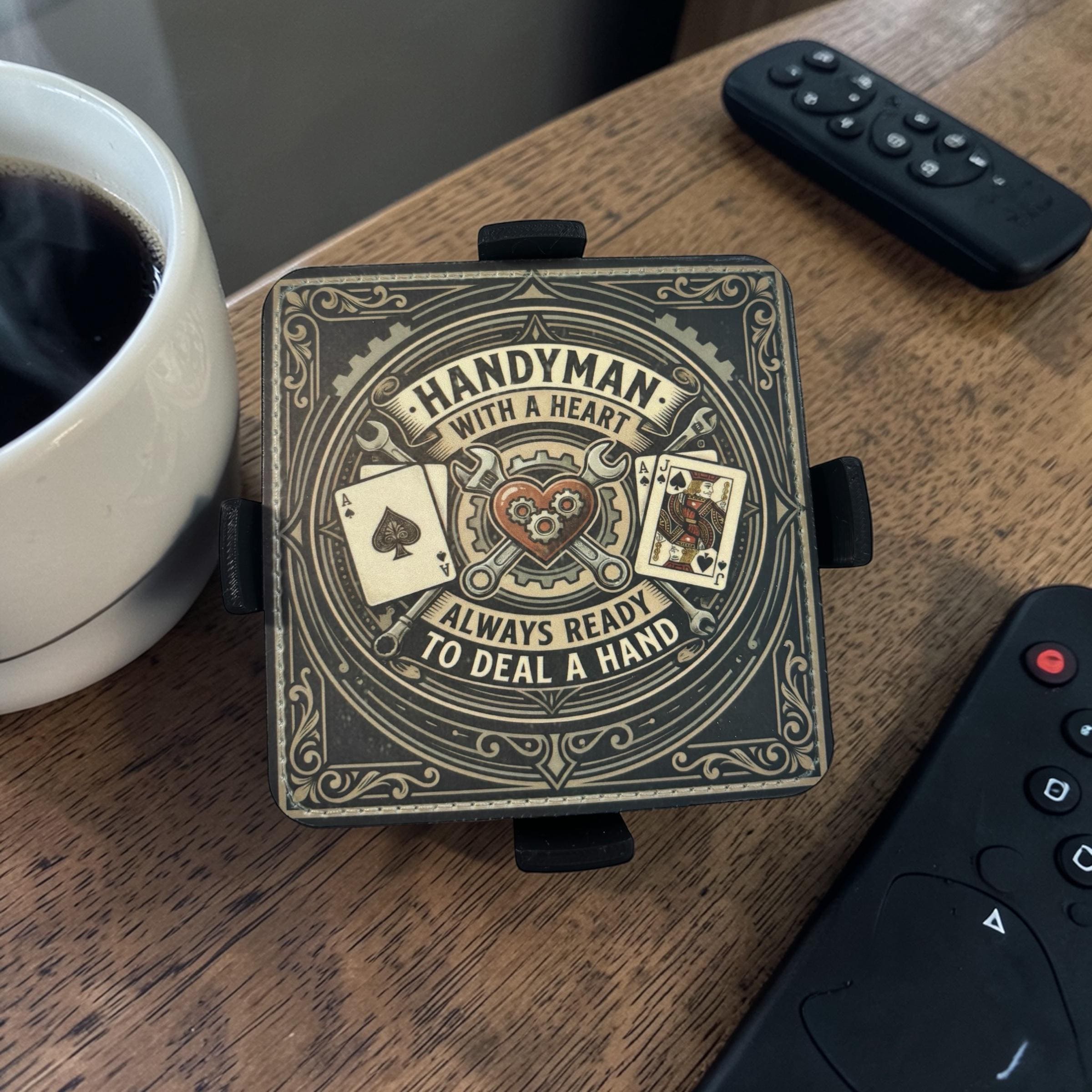 Handyman With a Heart – Vintage‑Style Coasters Set of 4
