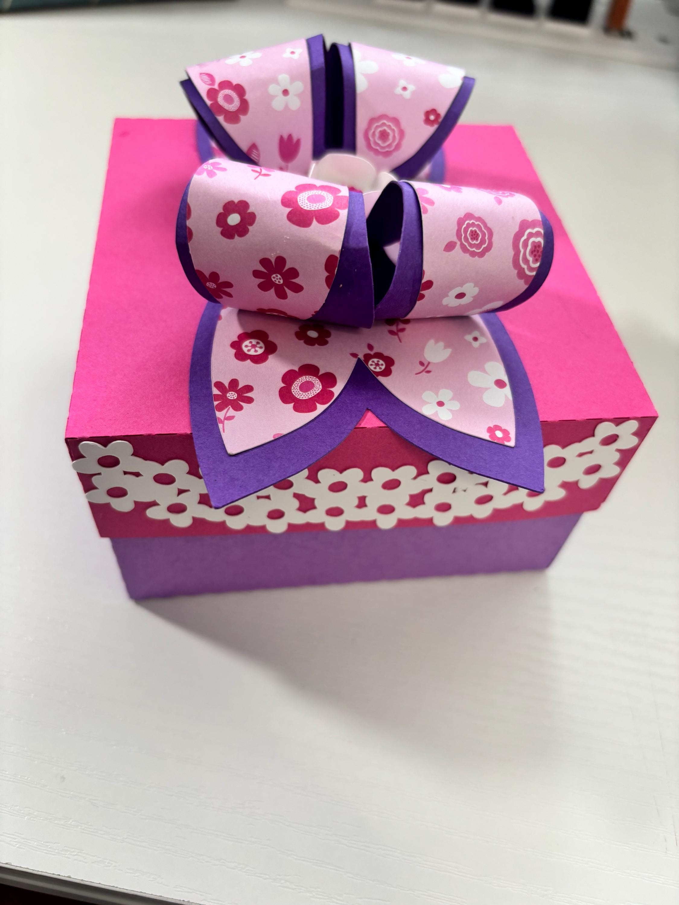 Handcrafted Cardstock Gift Box – Elegant Floral Ribbon Design