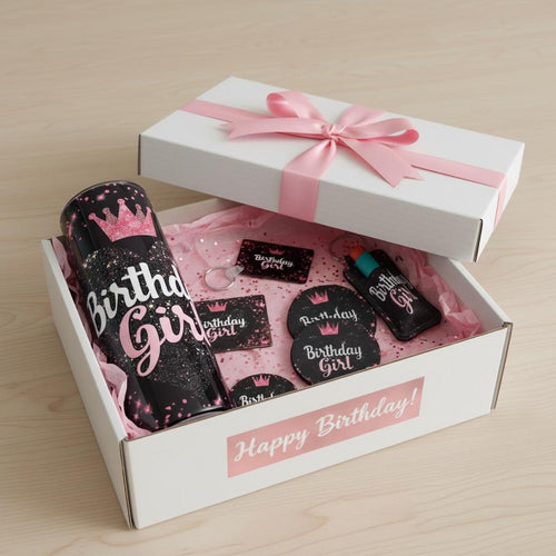 Birthday Girl Gift Box – Pink & Black Celebration Set