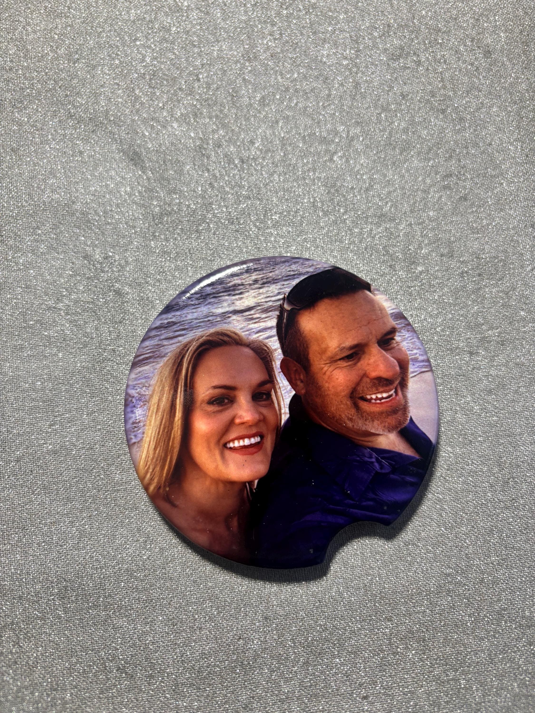Personalized Ceramic Car Coasters - Set of 2 - Custom Photo or Text