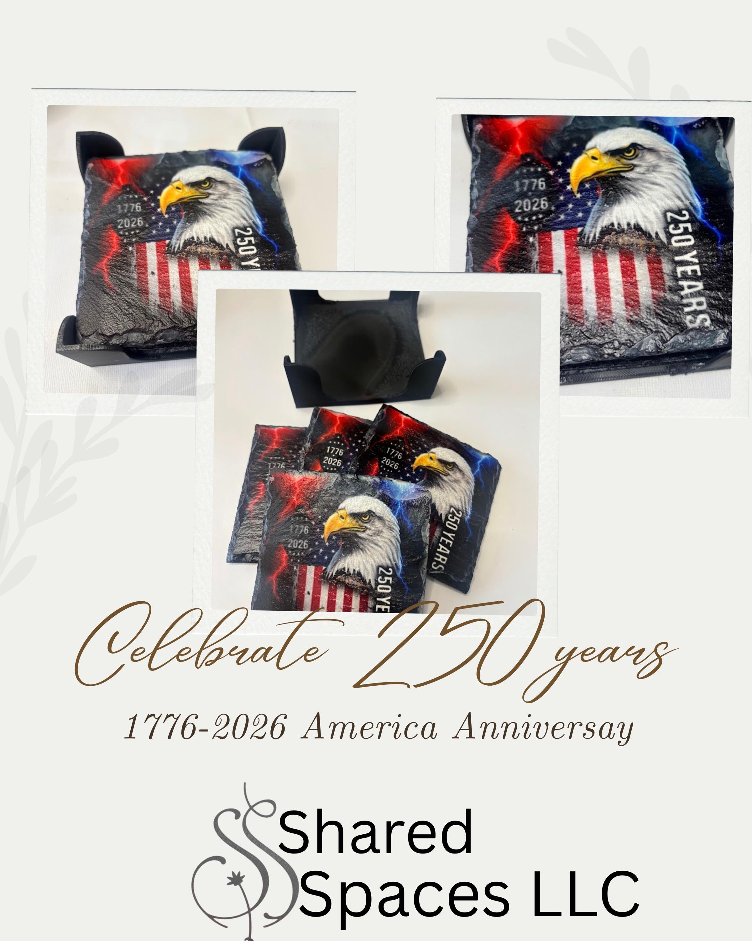 United States Semiquincentennial Slate Coasters, Set of 4 - 250th Anniversary Gift