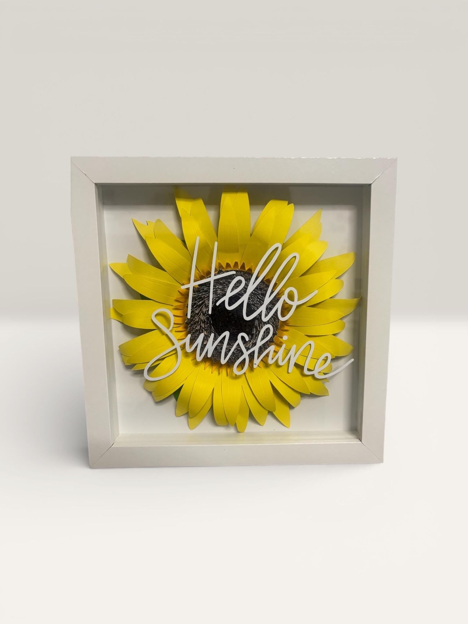 Hello Sunshine Sunflower Shadow Box – Bright & Cheerful Wall Art Decor