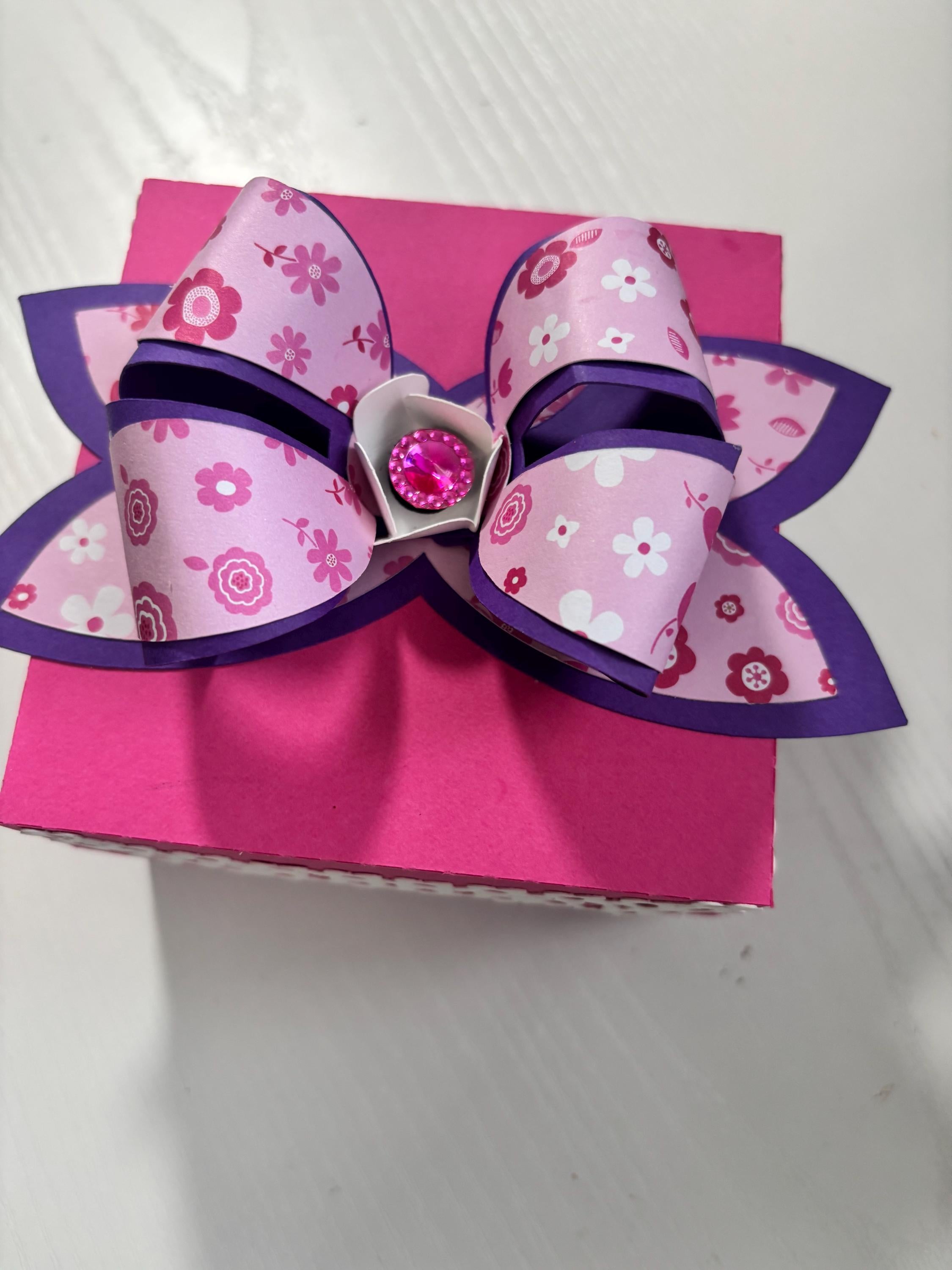 Handcrafted Cardstock Gift Box – Elegant Floral Ribbon Design