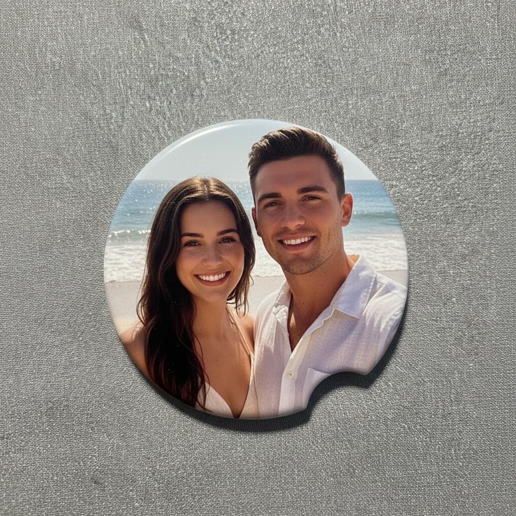 Personalized Ceramic Car Coasters - Set of 2 - Custom Photo or Text