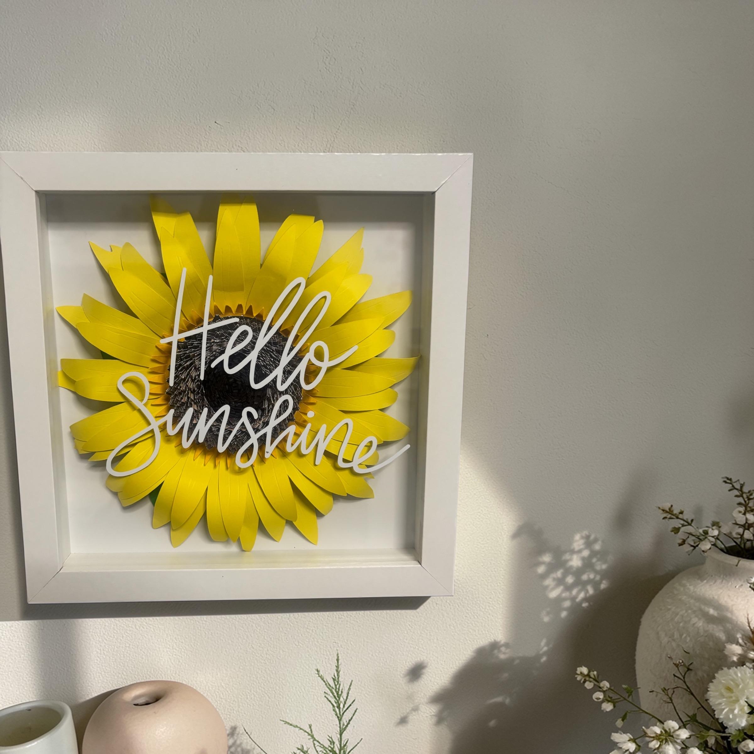 Hello Sunshine Sunflower Shadow Box – Bright & Cheerful Wall Art Decor