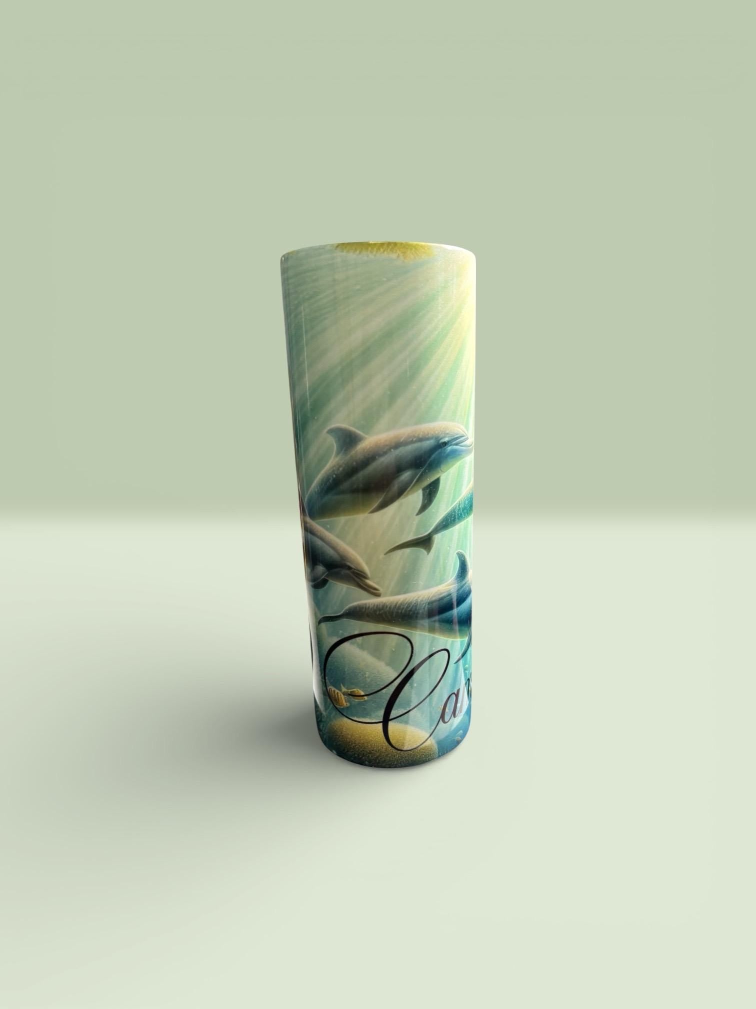 Dolphins Swimming Underwater Tumbler – Ocean Sea Life Drinkware, Stainless Steel Insulated Mug