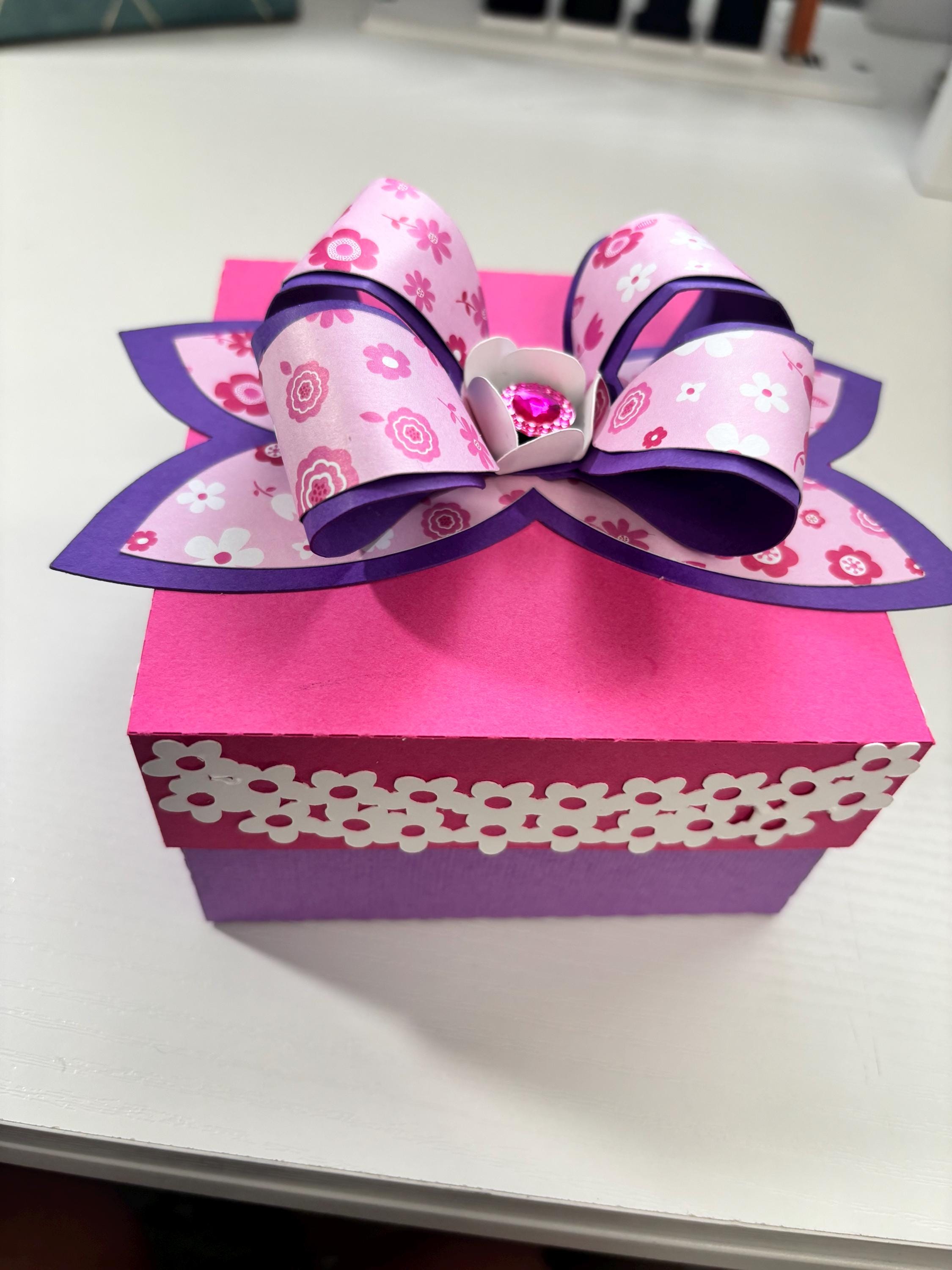 Handcrafted Cardstock Gift Box – Elegant Floral Ribbon Design